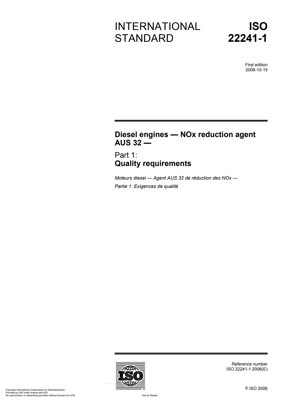 Первая страница стандарта ISO 22241-1:2006