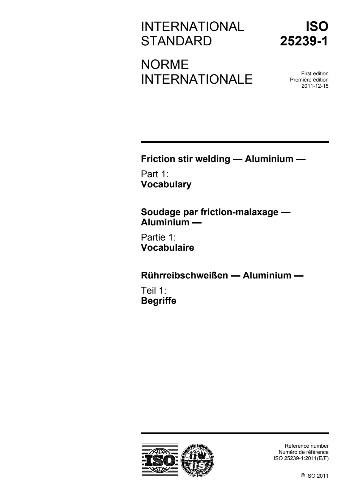 Первая страница стандарта ISO 25239-1:2011