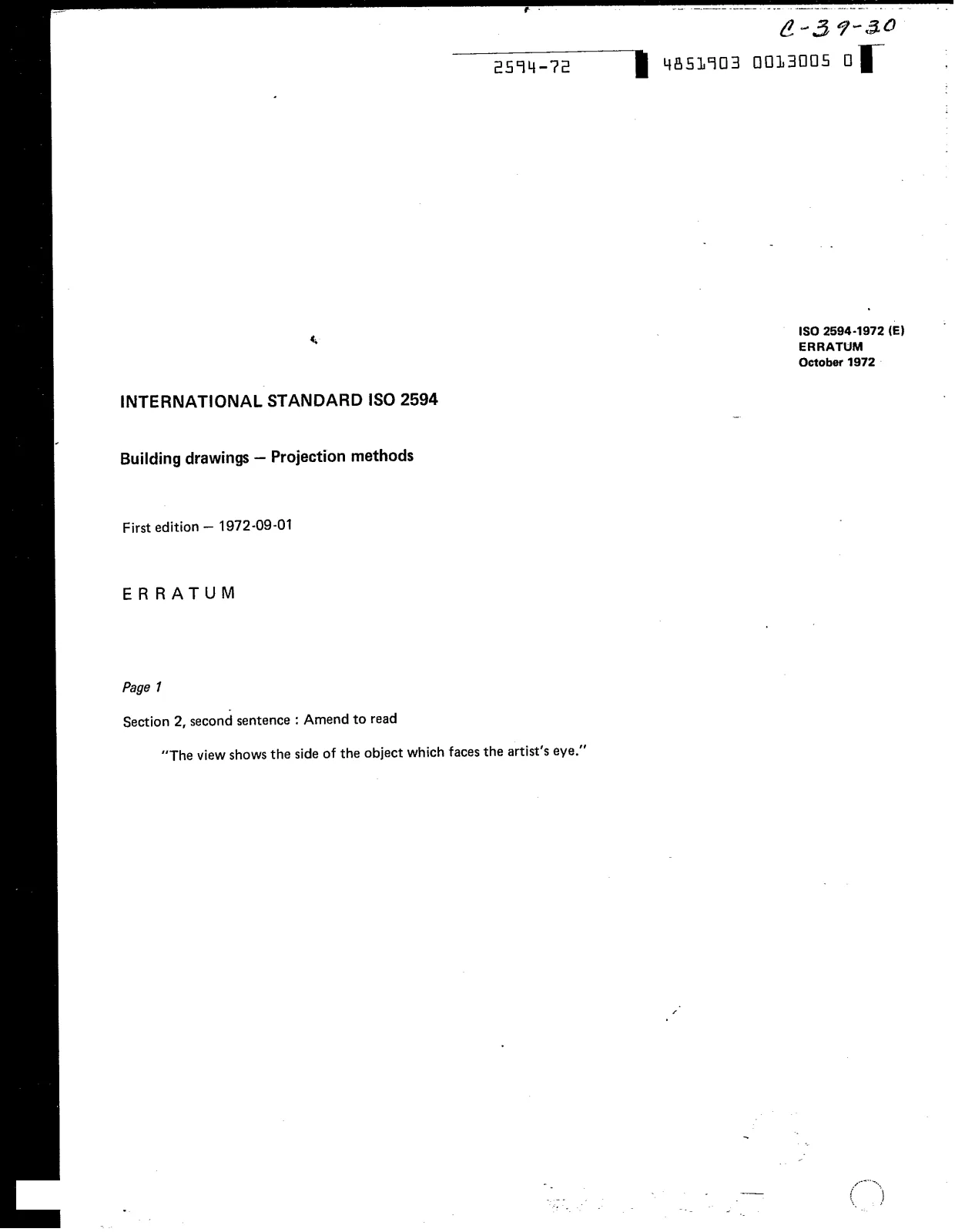 First page of standard ISO 2594:1972