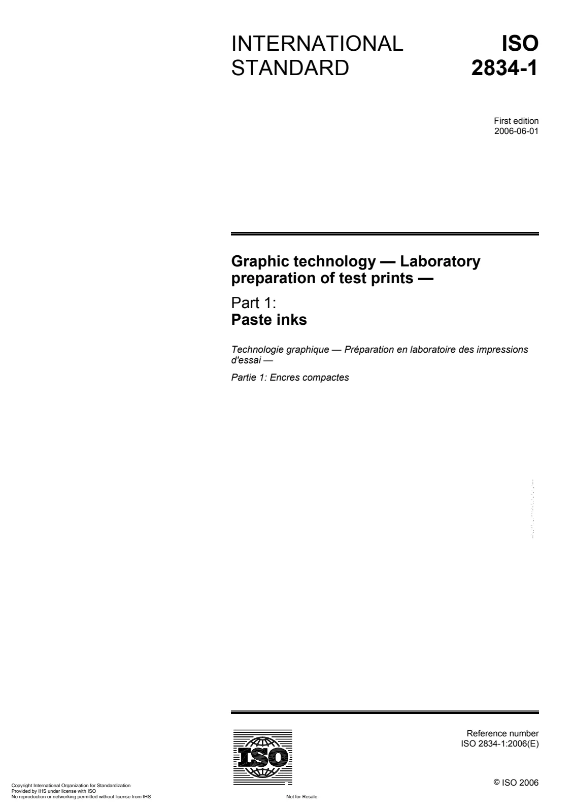Первая страница стандарта ISO 2834-1:2006