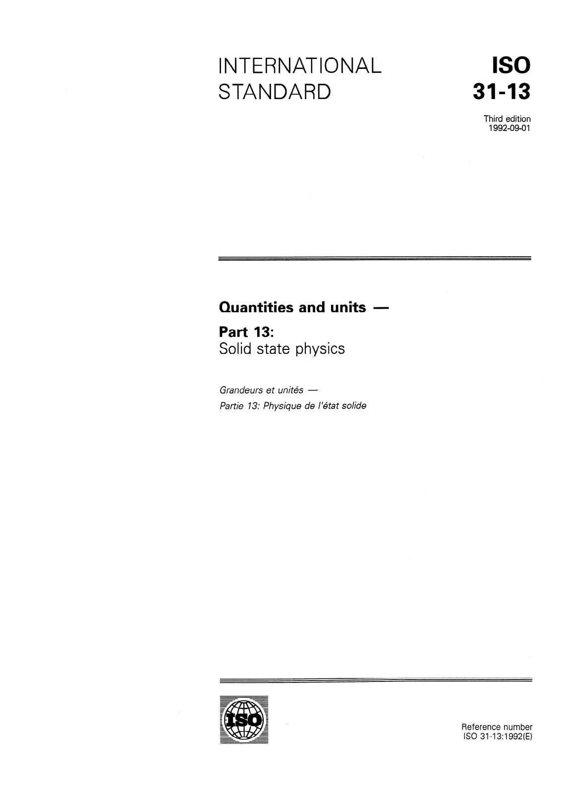 First page of standard ISO 31-13:1992