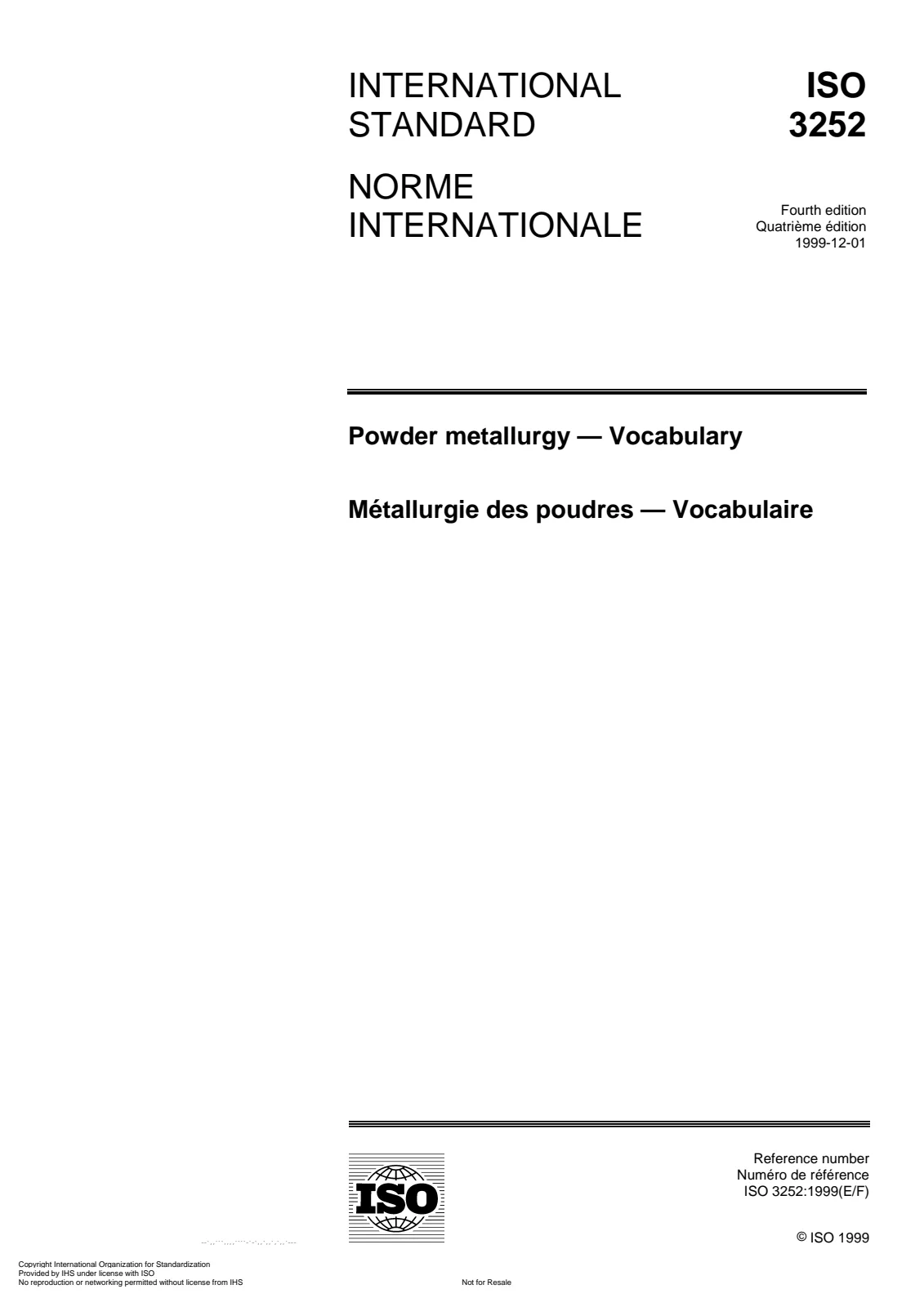 Первая страница стандарта ISO 3252:1999
