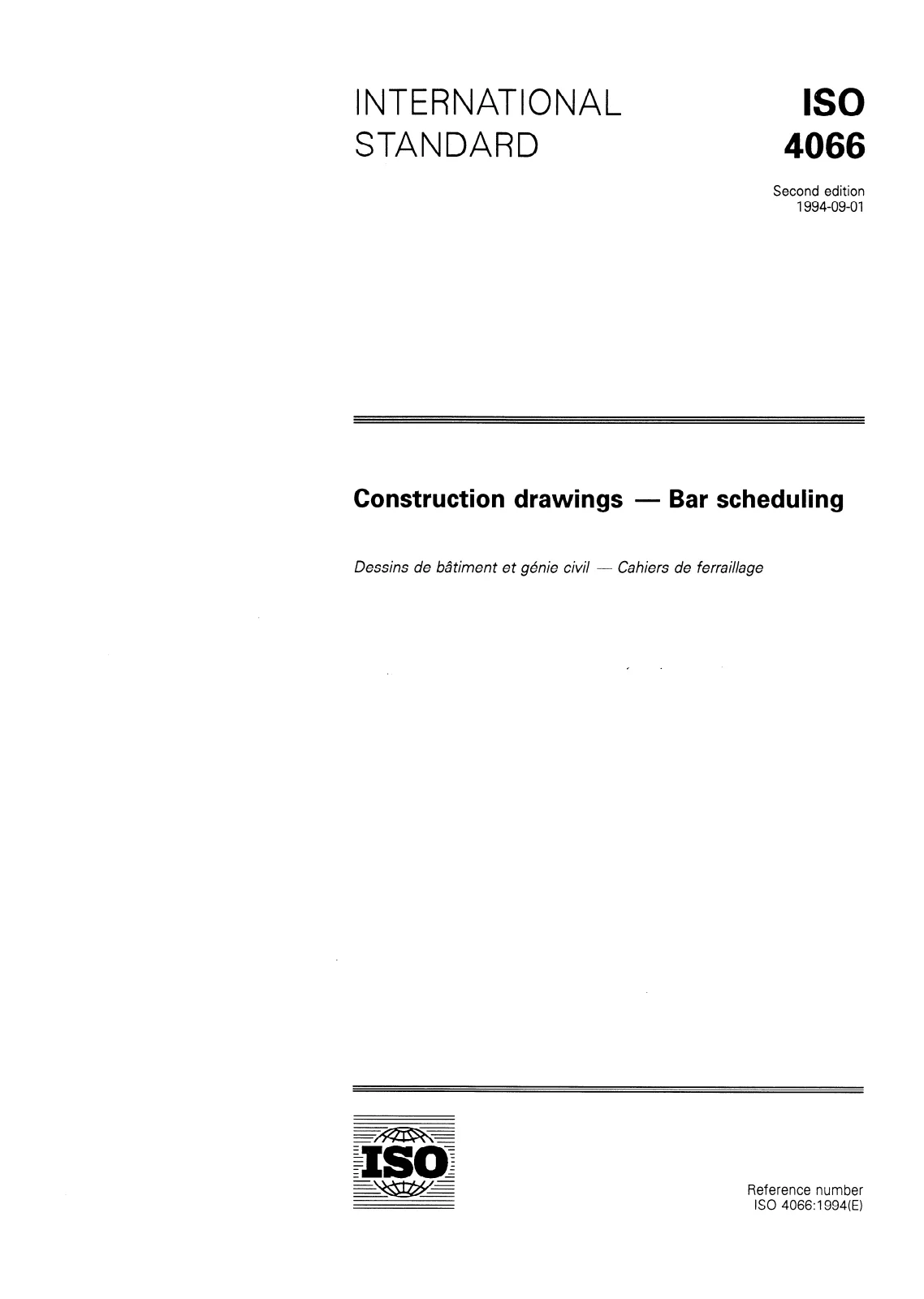 First page of standard ISO 4066:1994