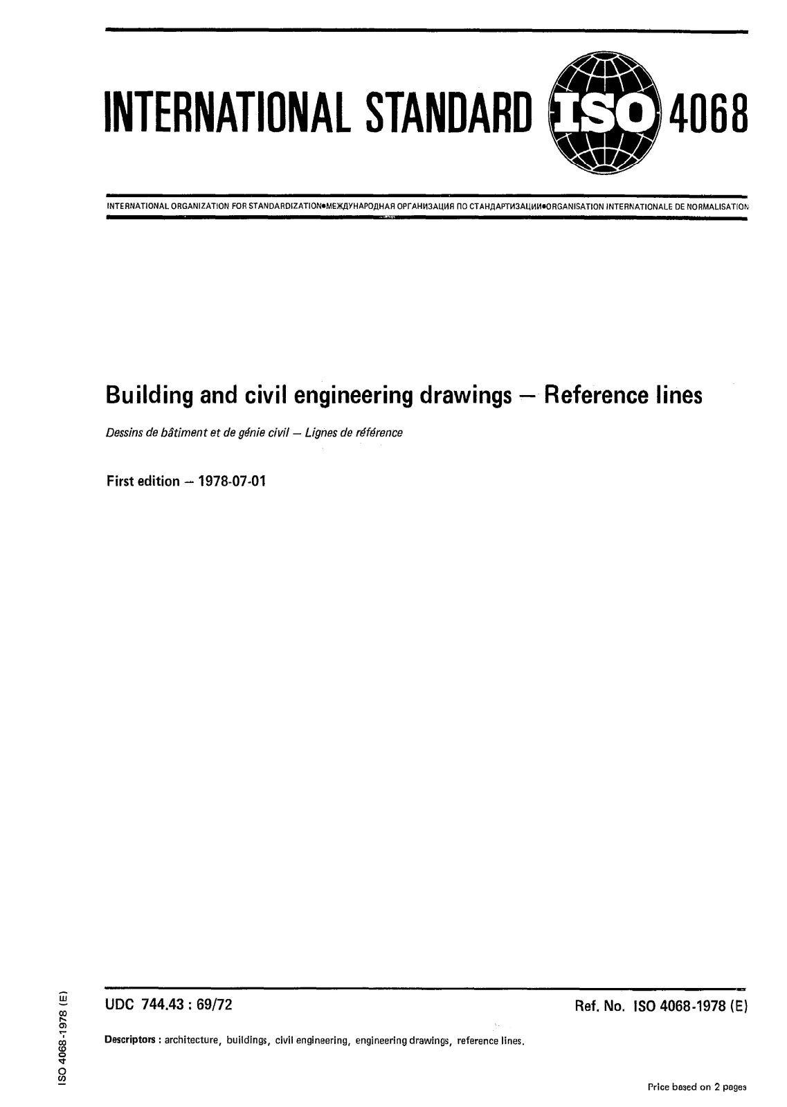 First page of standard ISO 4068:1978