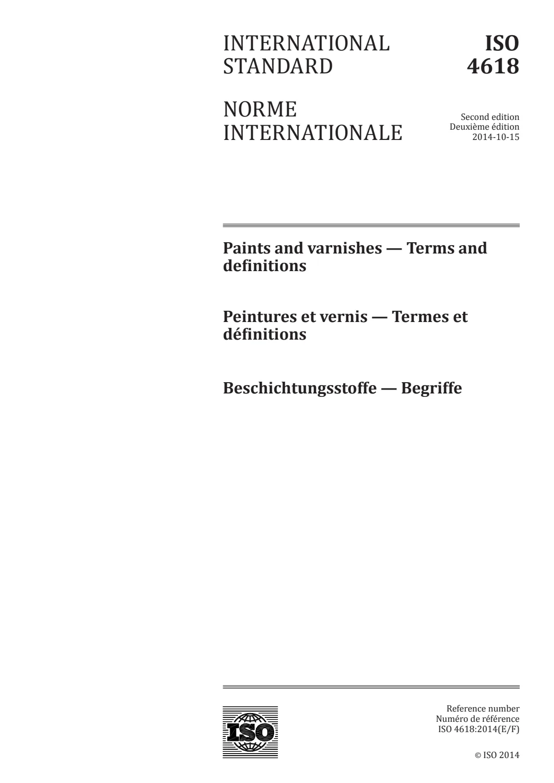 Первая страница стандарта ISO 4618:2014
