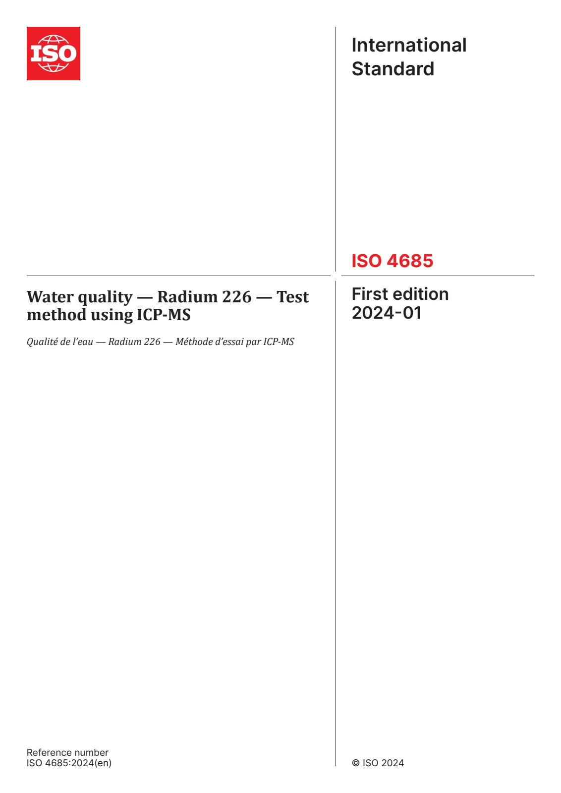 First page of standard ISO 4685:2024
