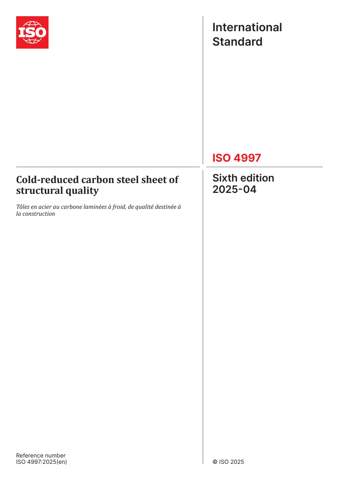 Первая страница стандарта ISO 4997:2025