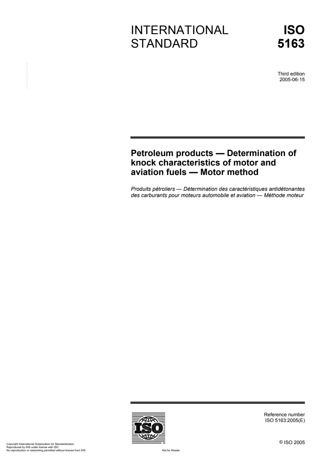 First page of standard ISO 5163:2005