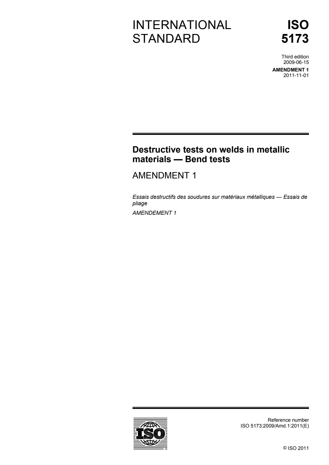 Первая страница стандарта ISO 5173:2009/Amd 1:2011