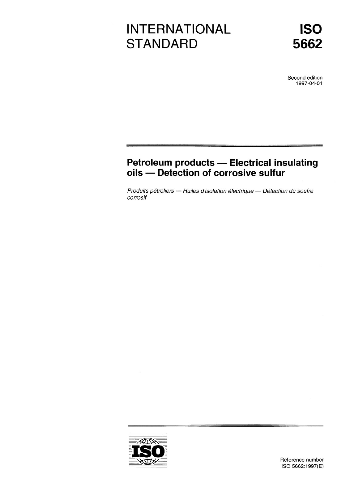 First page of standard ISO 5662:1997