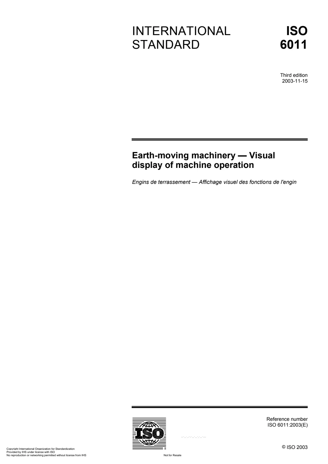 First page of standard ISO 6011:2003