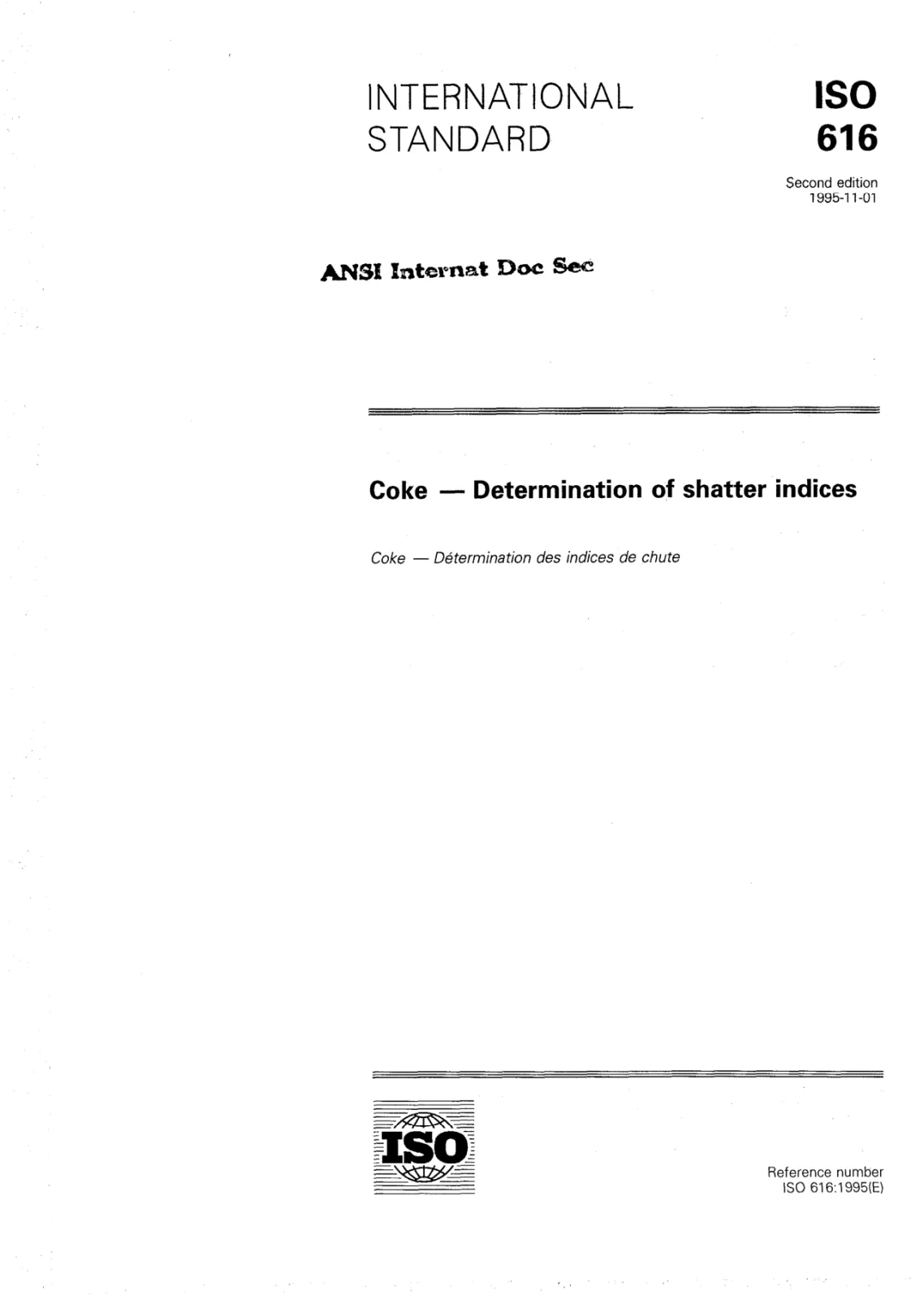 First page of standard ISO 616:1995