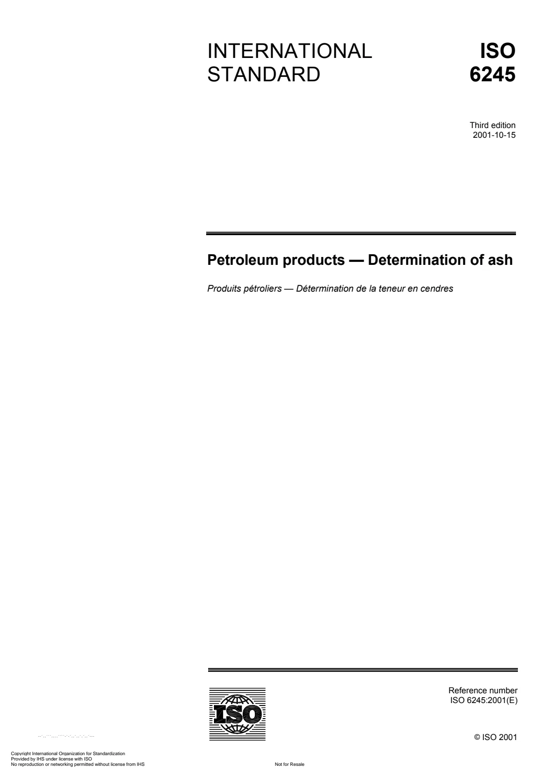 Первая страница стандарта ISO 6245:2001