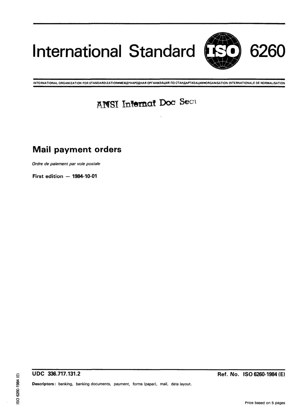 First page of standard ISO 6260:1984