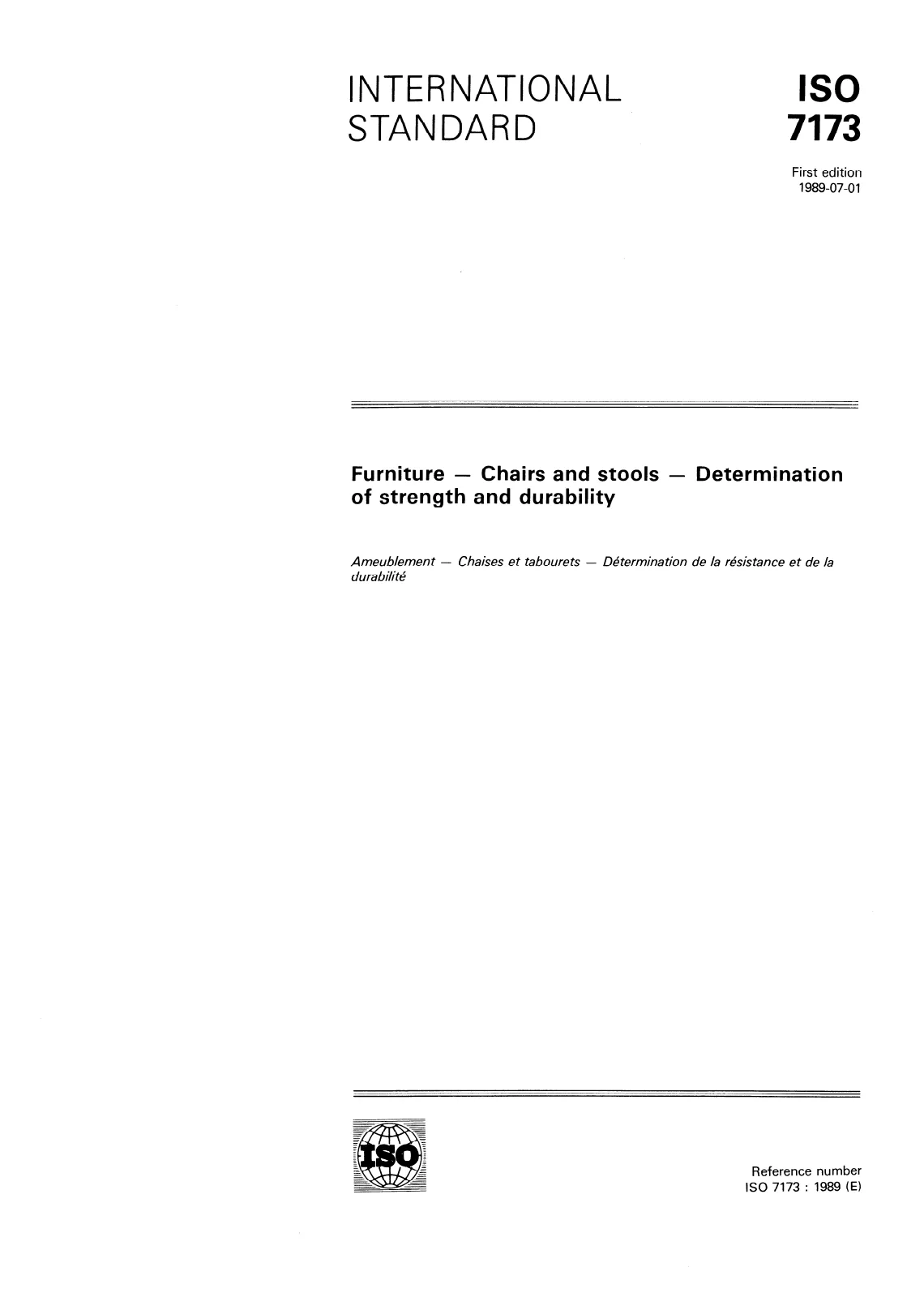 Первая страница стандарта ISO 7173:1989