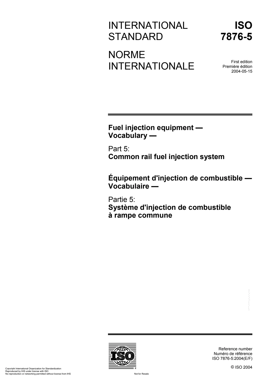 First page of standard ISO 7876-5:2004