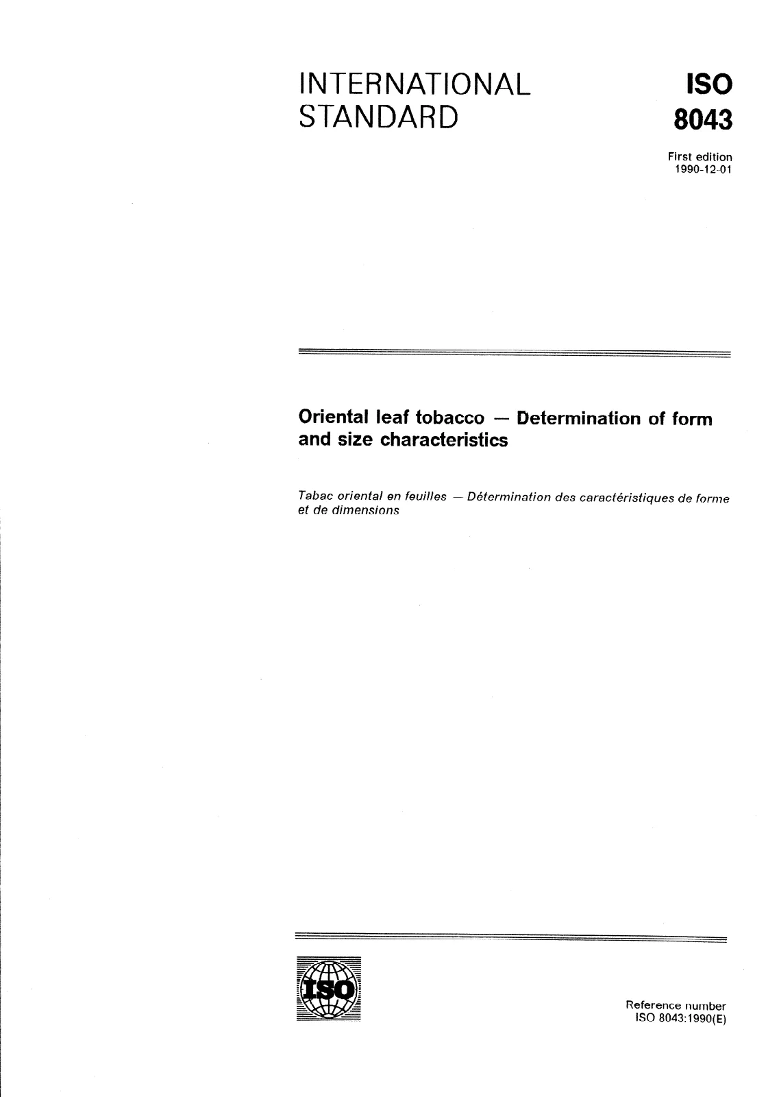 First page of standard ISO 8043:1990