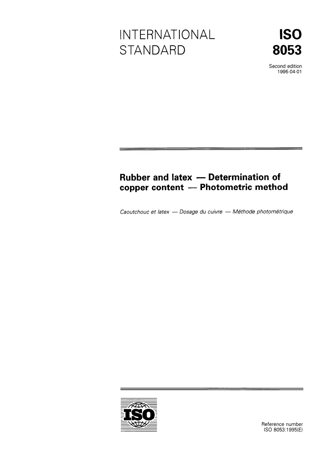 First page of standard ISO 8053:1995