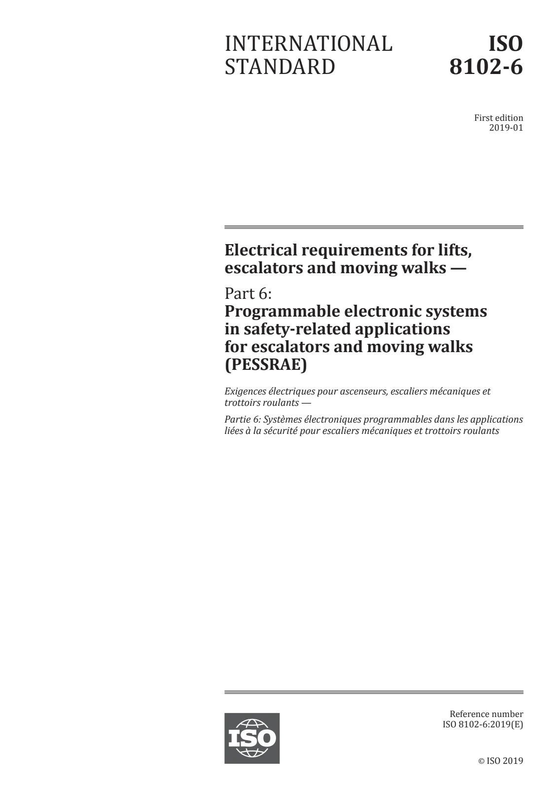 First page of standard ISO 8102-6:2019