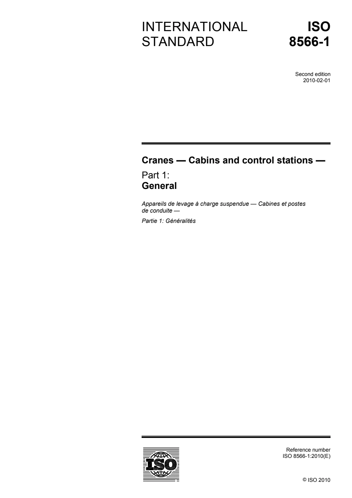 First page of standard ISO 8566-1:2010