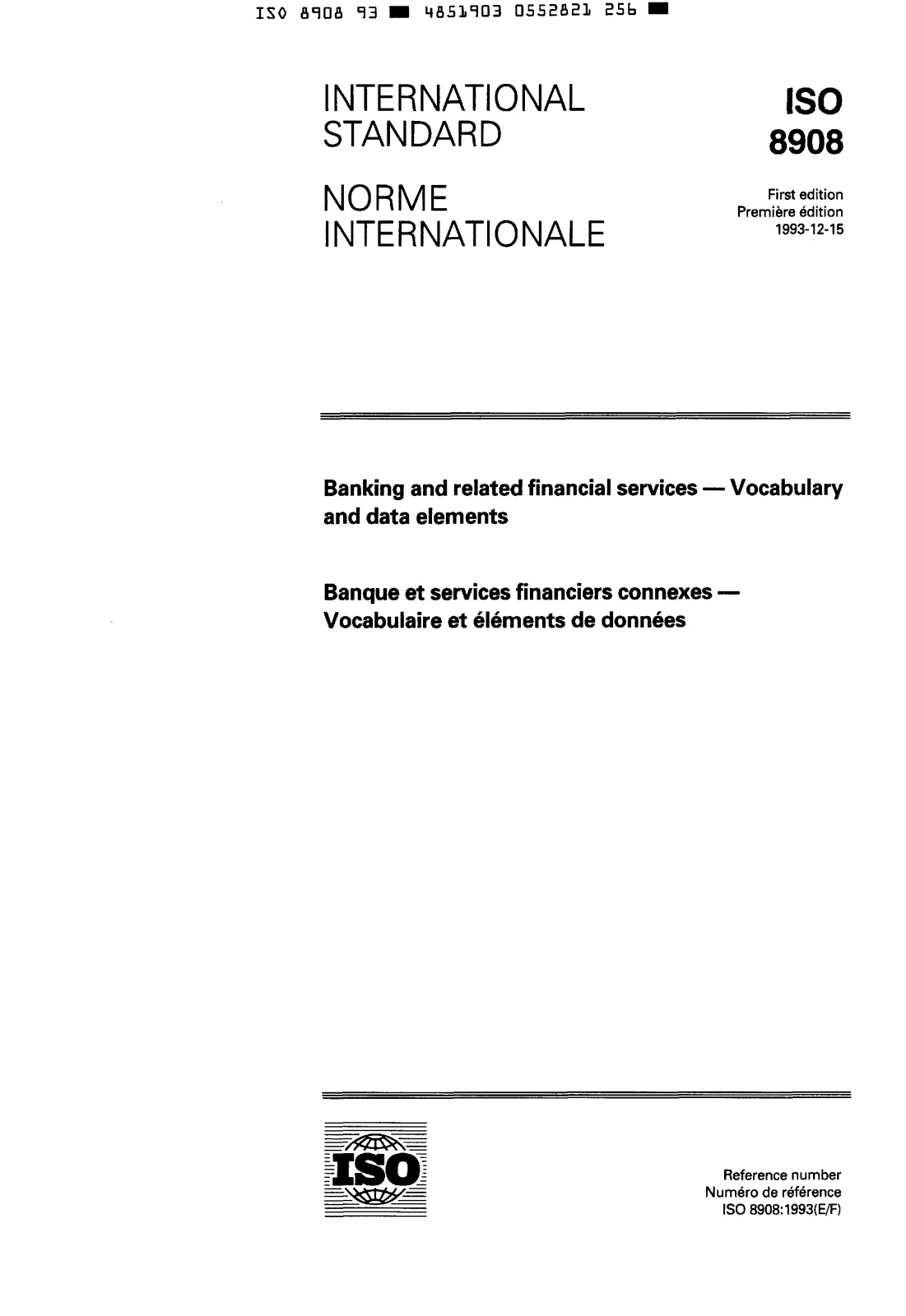 First page of standard ISO 8908:1993