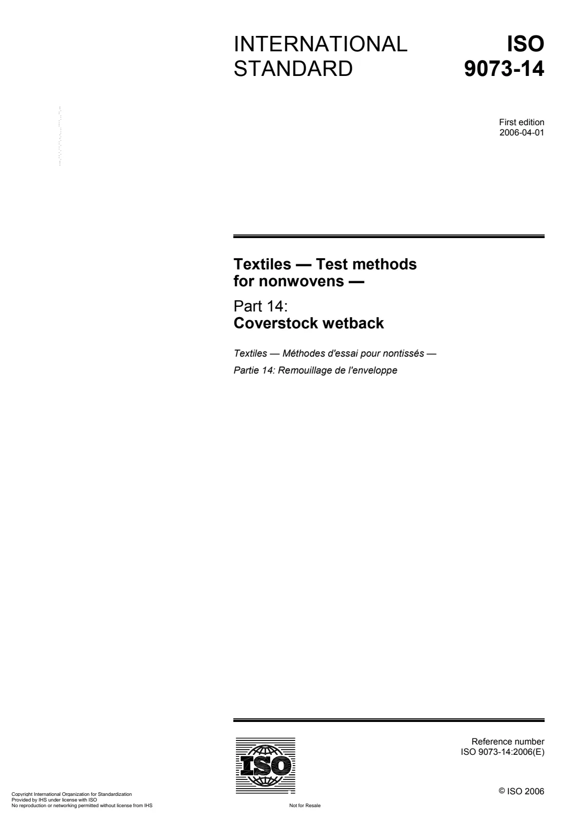 Первая страница стандарта ISO 9073-14:2006