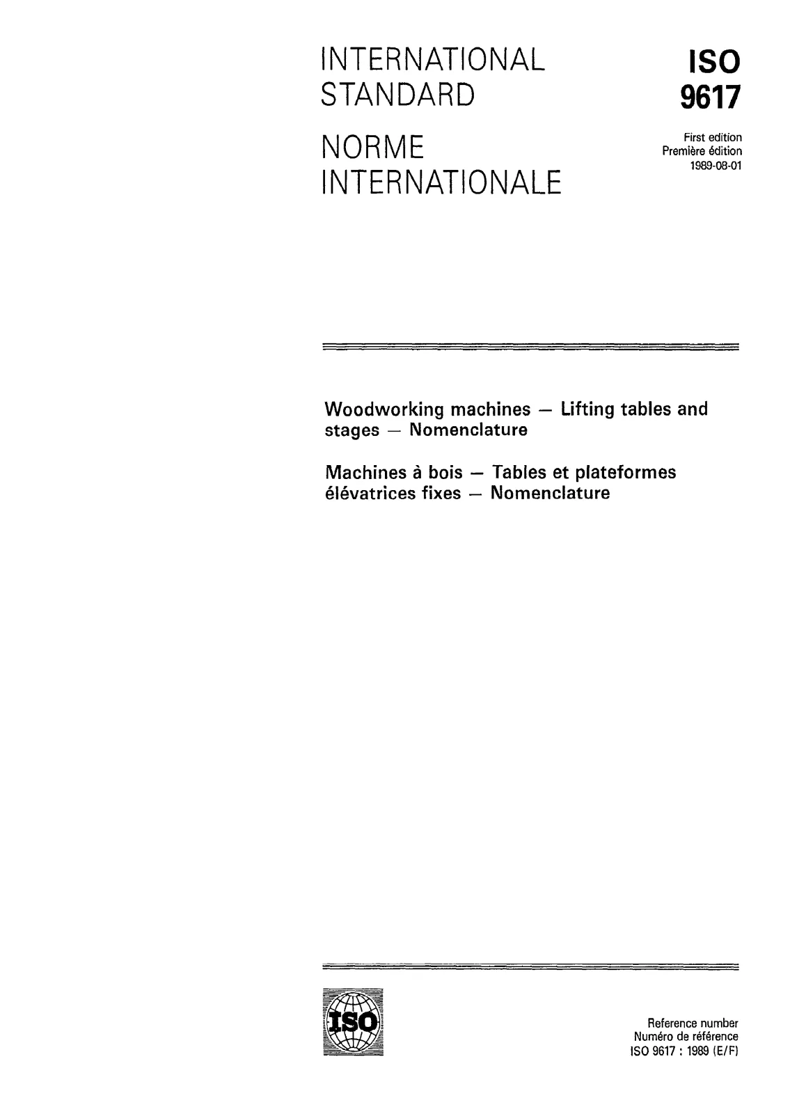 First page of standard ISO 9617:1989