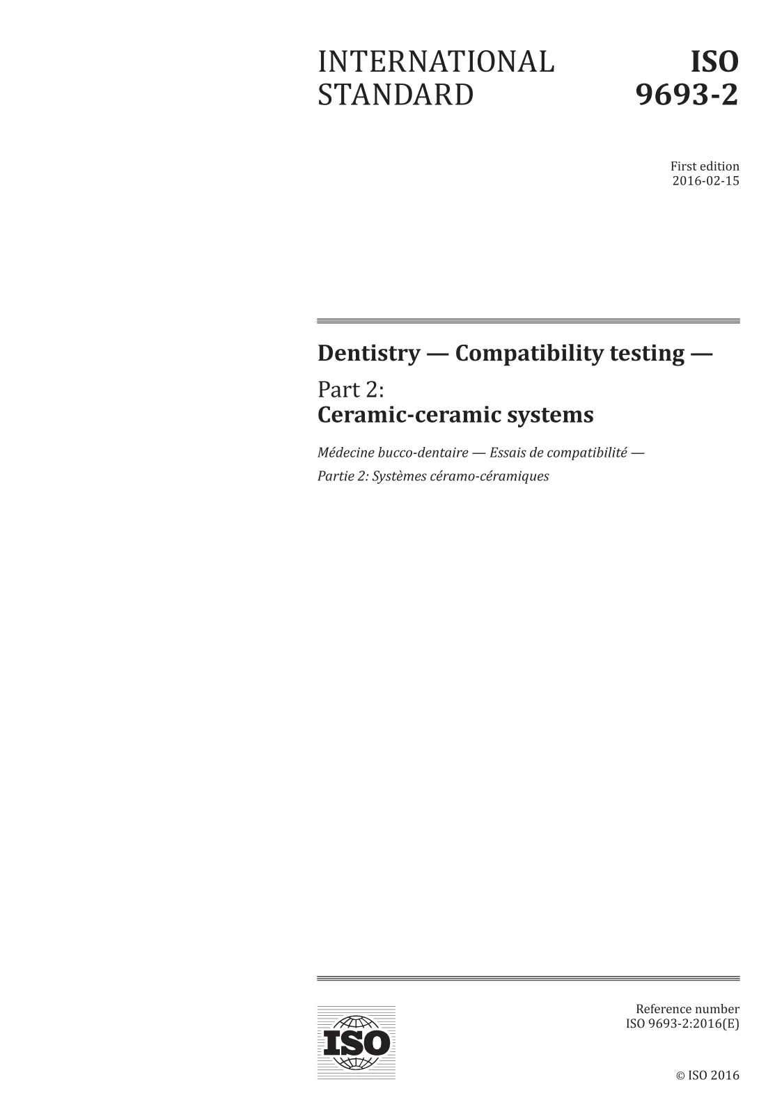 First page of standard ISO 9693-2:2016