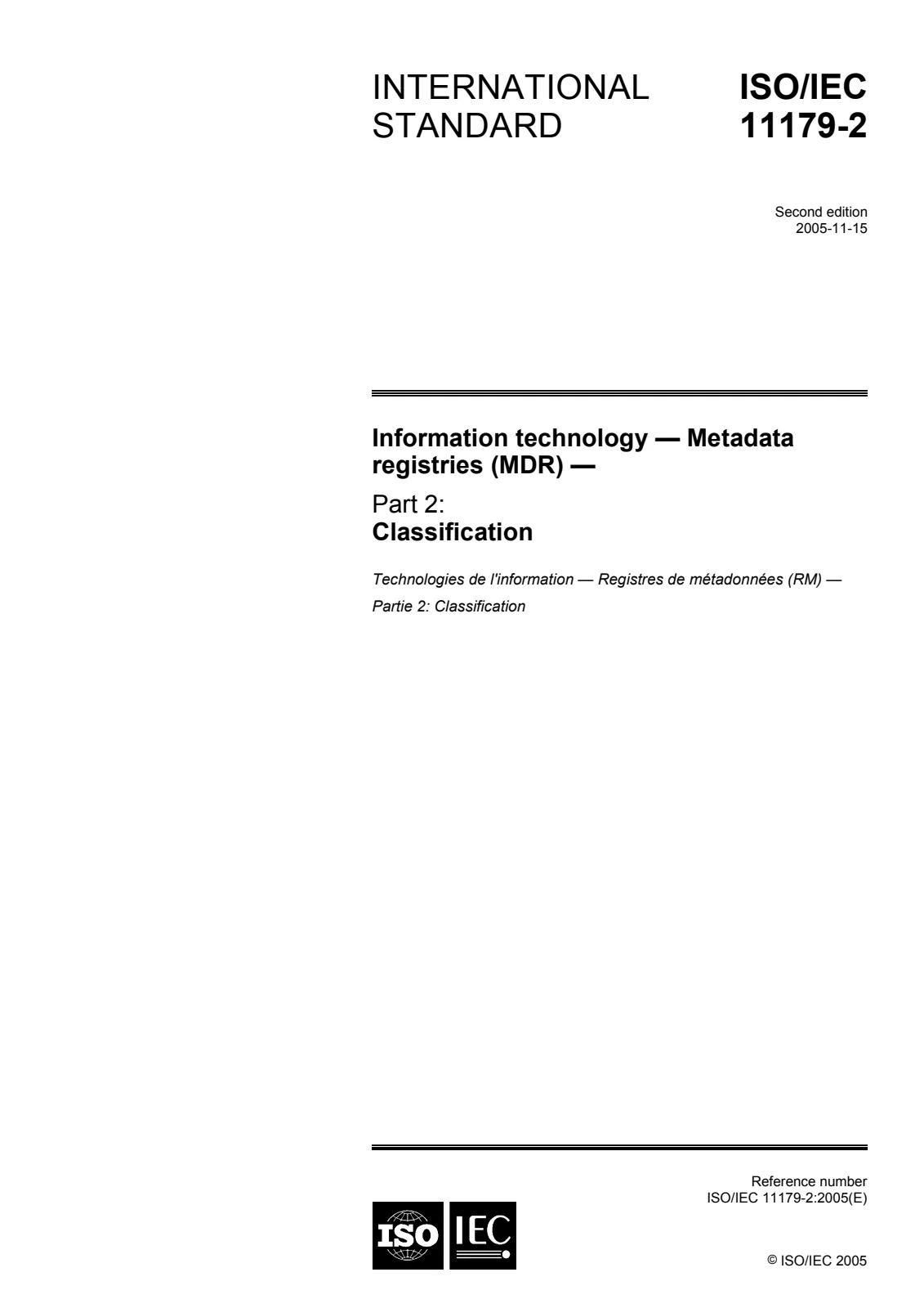 Первая страница стандарта ISO/IEC 11179-2:2005