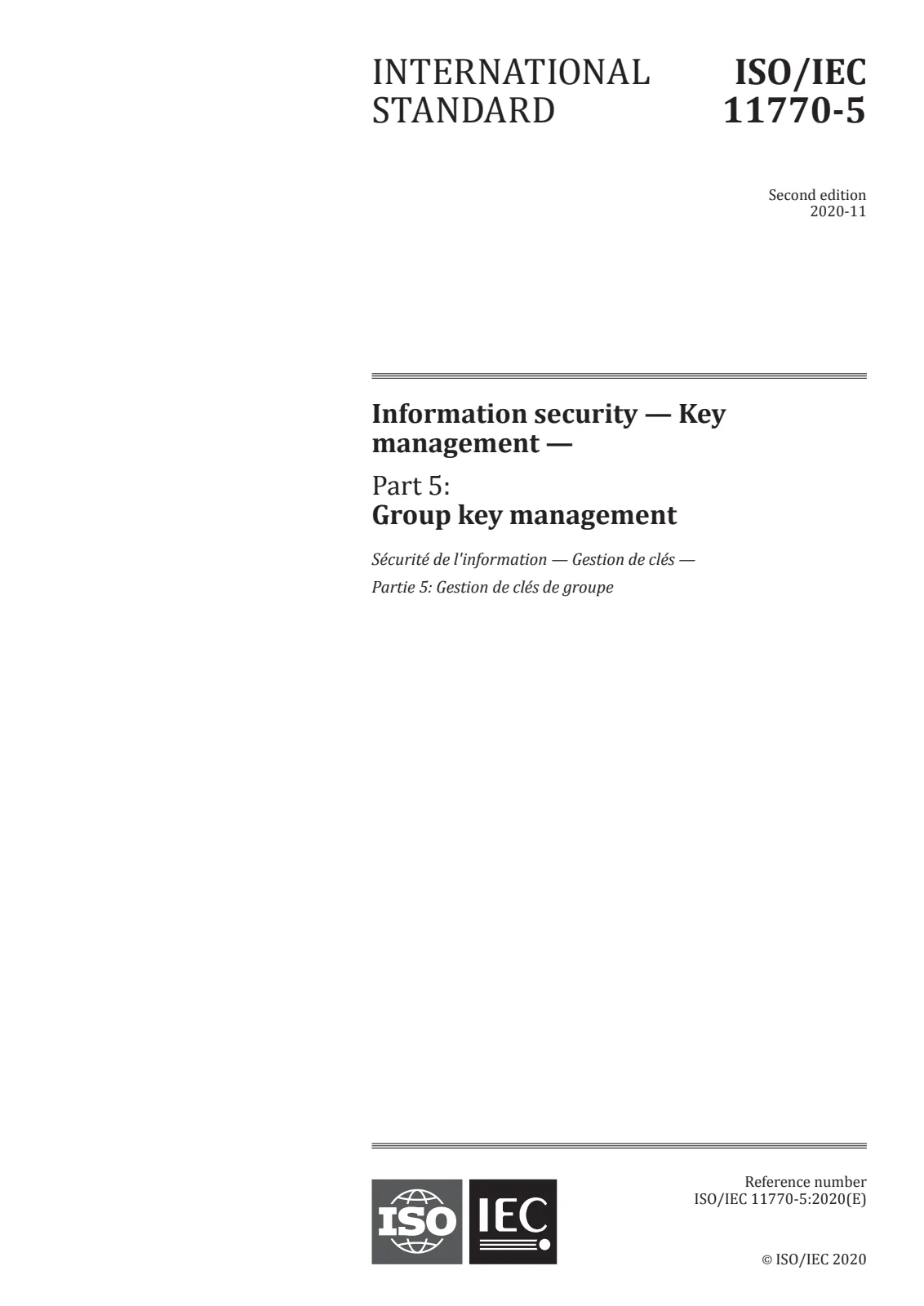 Первая страница стандарта ISO/IEC 11770-5:2020