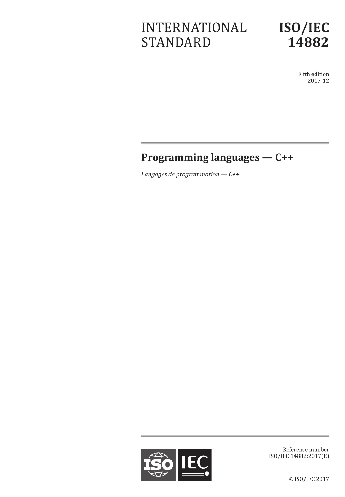First page of standard ISO/IEC 14882:2017