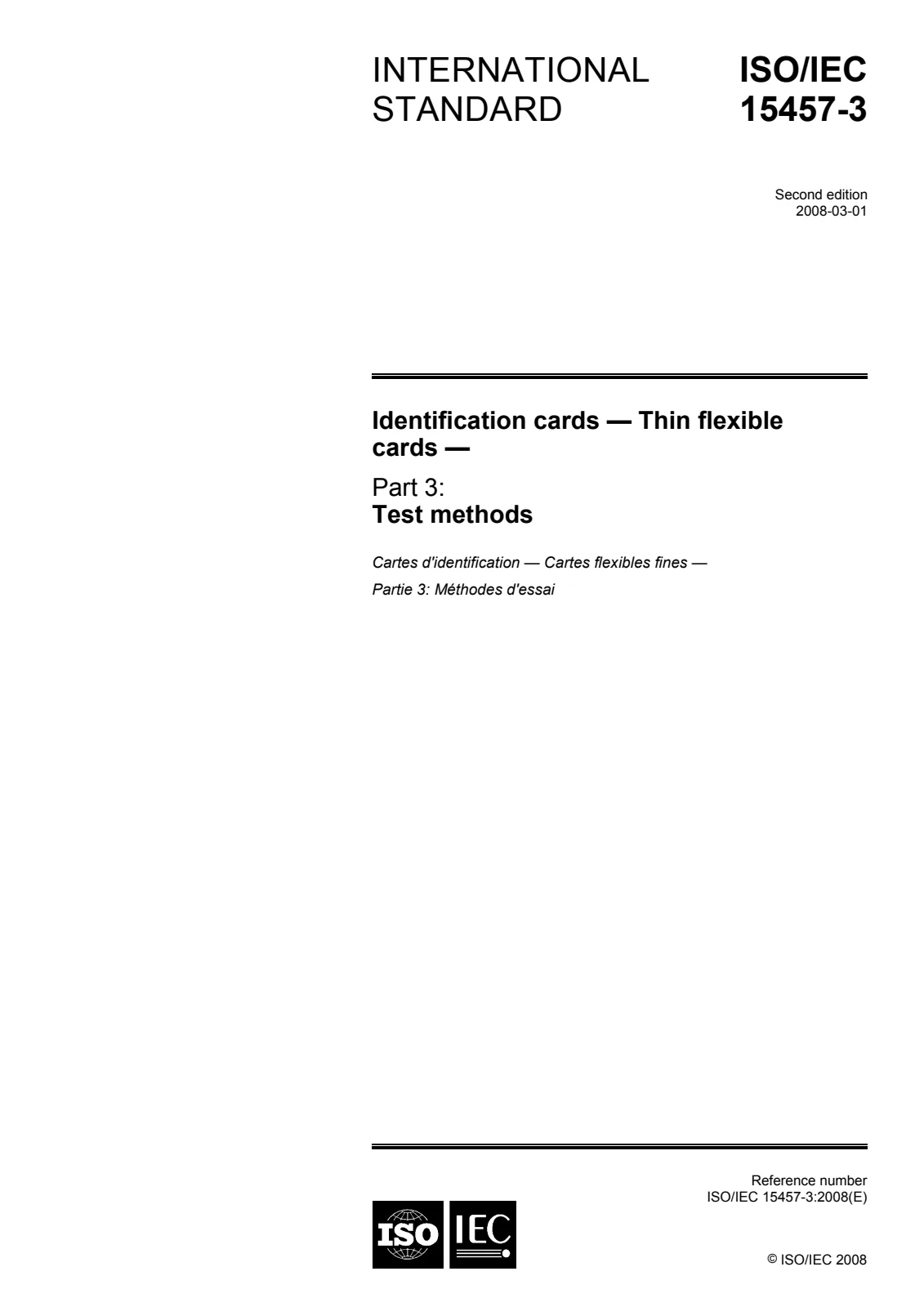 Первая страница стандарта ISO/IEC 15457-3:2008