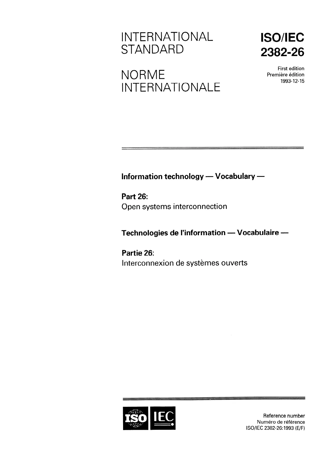 Первая страница стандарта ISO/IEC 2382-26:1993