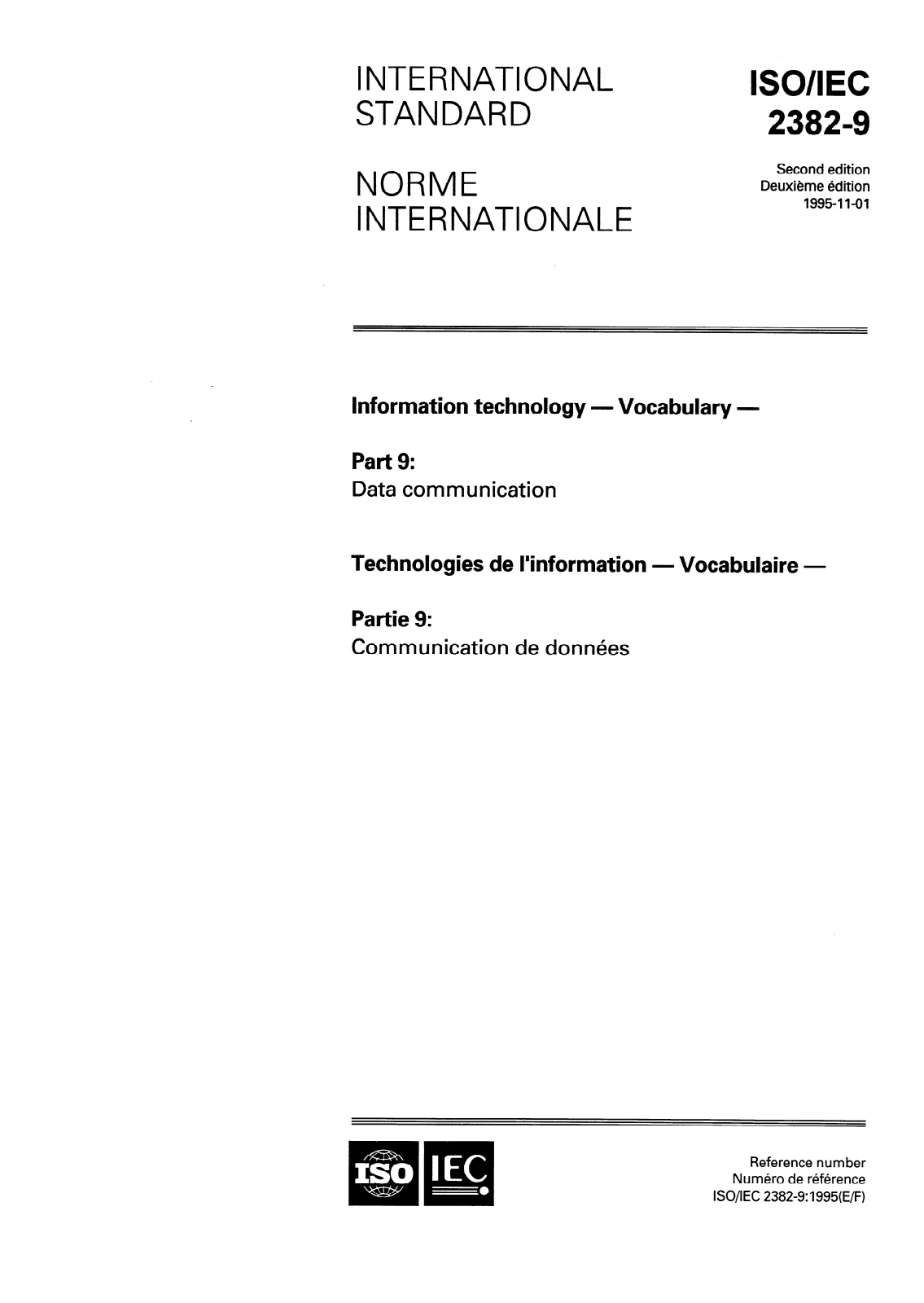Первая страница стандарта ISO/IEC 2382-9:1995