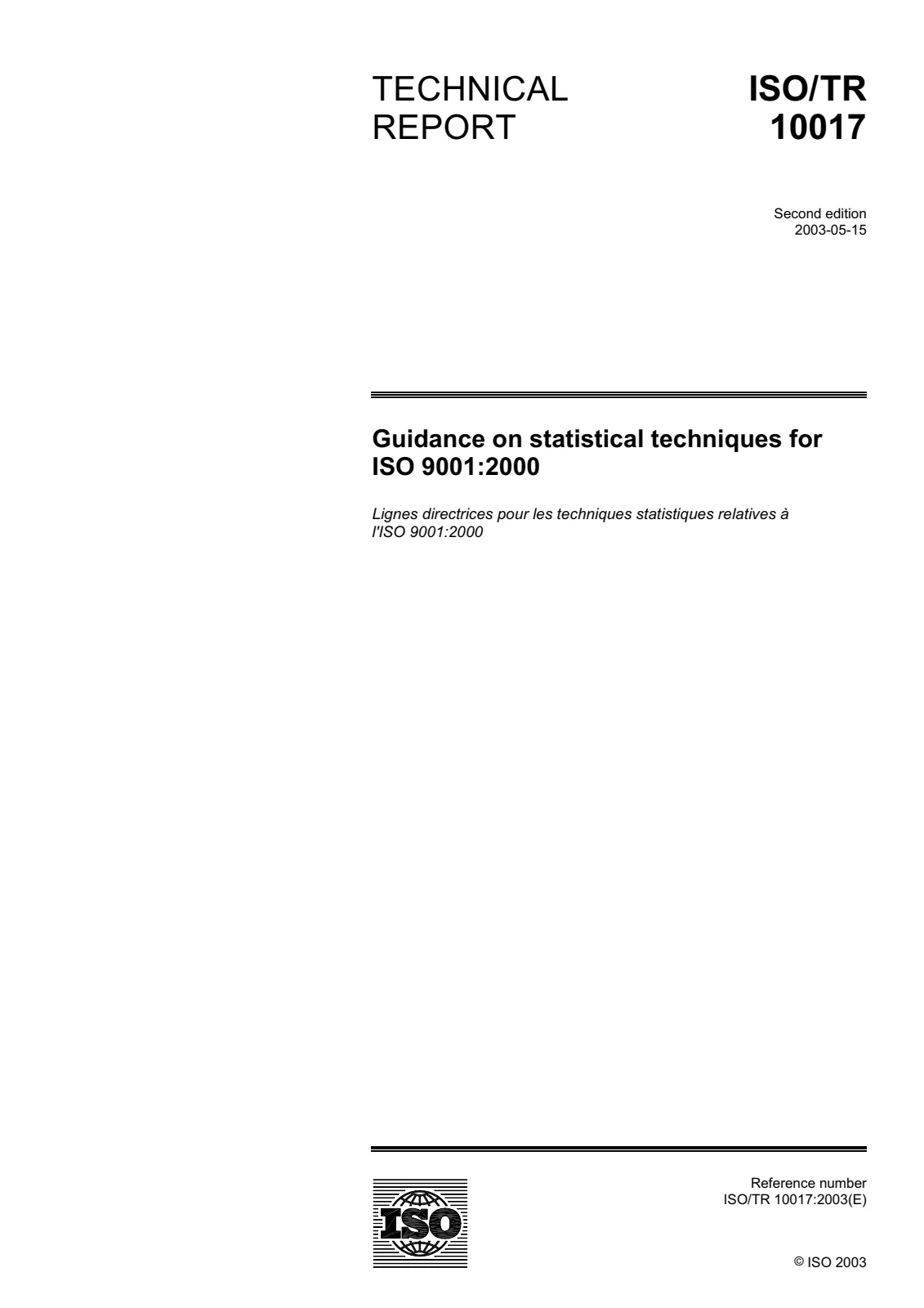 Первая страница стандарта ISO/TR 10017:2003
