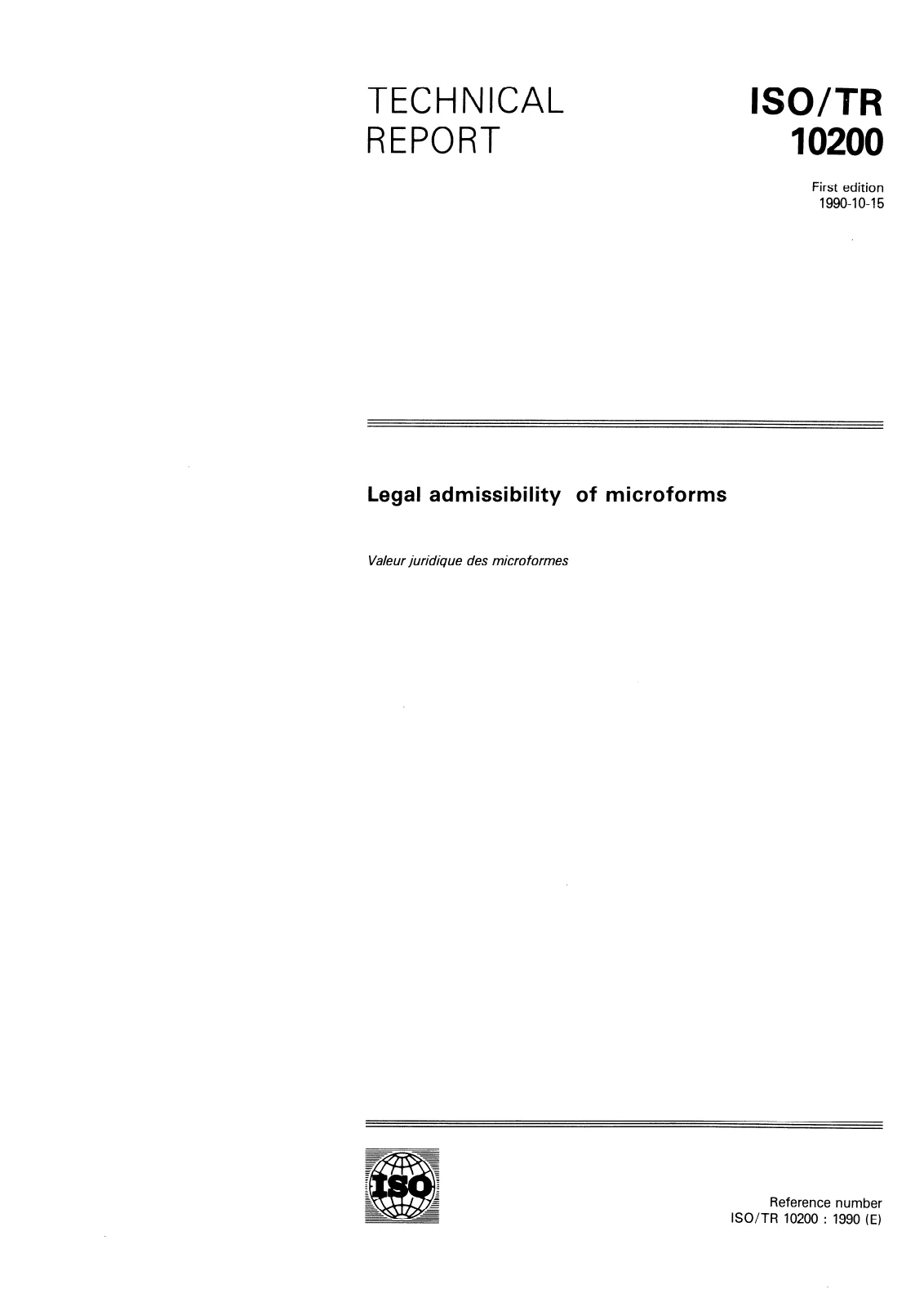First page of standard ISO/TR 10200:1990