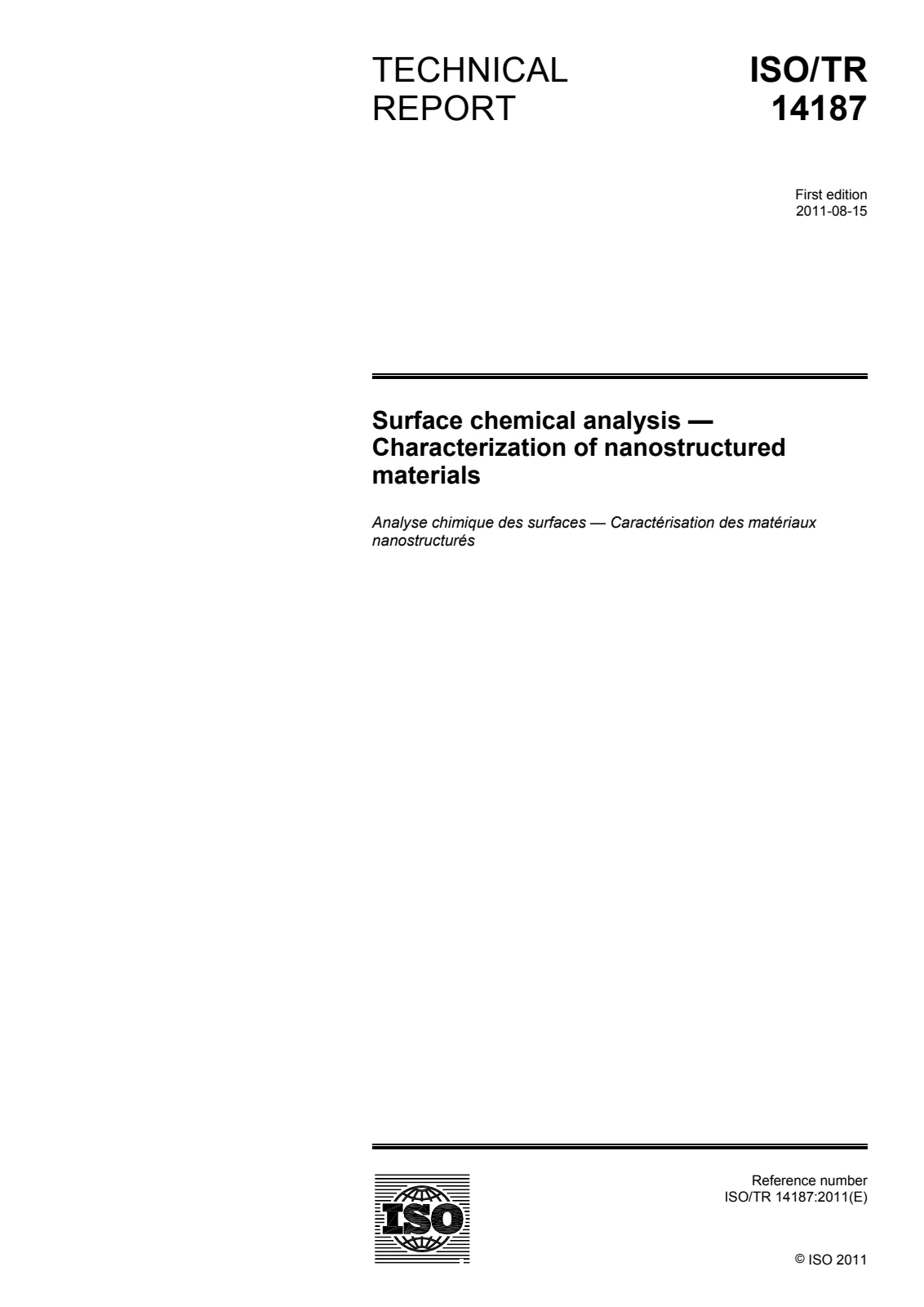 Первая страница стандарта ISO/TR 14187:2011